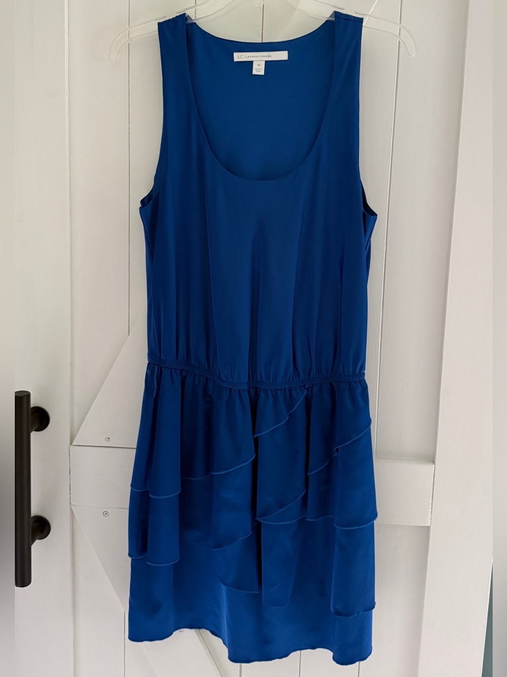 LC Lauren Conrad Royal Blue Tiered Ruffle Tank Dress